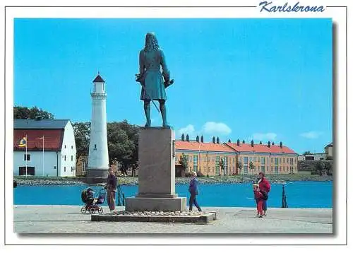 Sweden Karlskrona statue and lighthouse