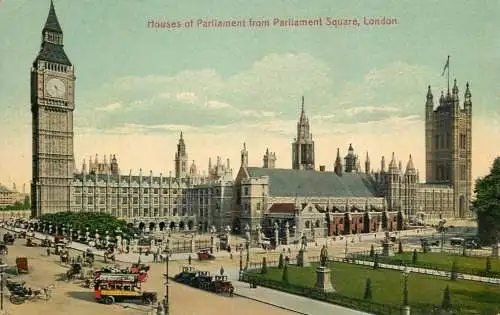 England London Houses of Parliament from Parliament square illustration