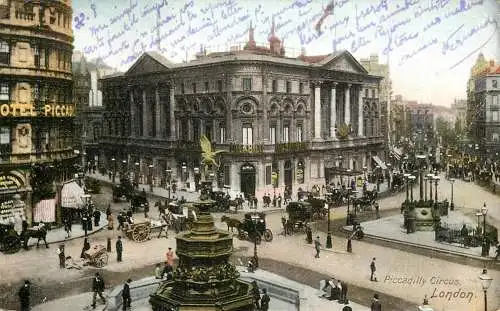 England London Piccadilly Circus & Eros statue illustration