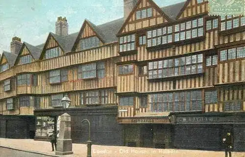 England London Holborn old houses illustration