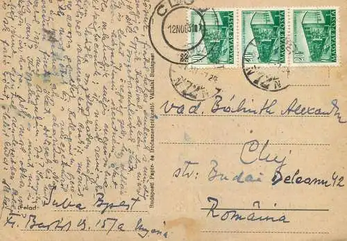 Postal stationery postcard Hungary Budapest to Cluj Romania