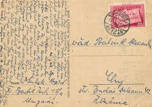 Postal stationery postcard Hungary Budapest to Cluj Romania