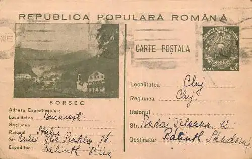 Postal stationery postcard Romania statiunea Borsec 1953