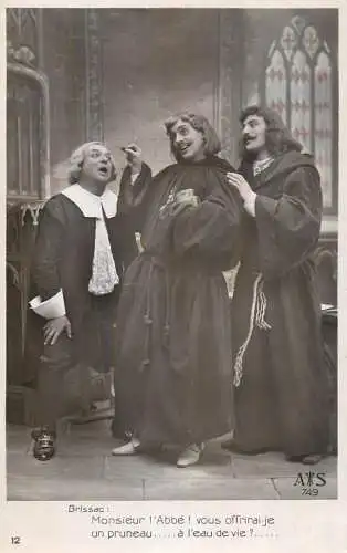 Fancy card men monks France Brissac monsieur l'Abbe