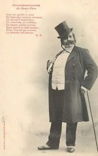 Fancy card men commandements du Beau Pere elegance tuxedo hat