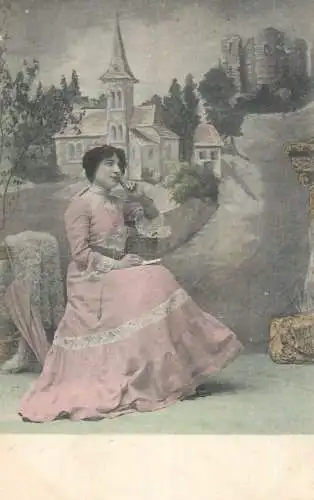 Fancy card women dress coiffure beauty 1903