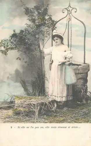 Fancy card women dress milk tank and well