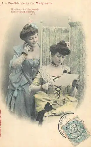 Fancy card women confidence sur la Marguerite love letter elegance dress coiffure