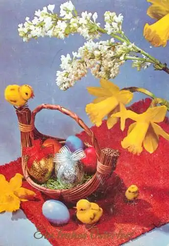 Holiday postcard Easter scen Osterfest