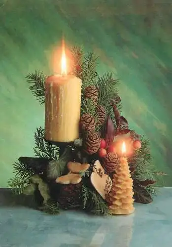 Holiday postcard Christmas candle cones