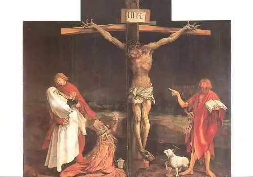 Religious scene musee d'Unterlinden Colmar Grundewald retable d'Issenheim 1991
