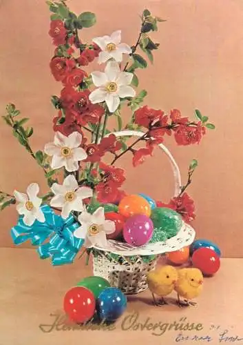 Holiday postcard Herzlucke Ostergrusse Easter eggs