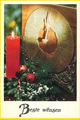 Holiday postcard Gelukkig Nieuwjaar Beste Wensen candle
