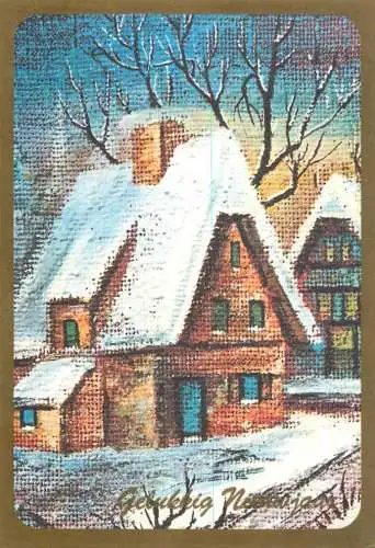 Holiday postcard Gelukkig Niewjaar Belgium winter house
