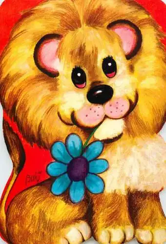 Holiday postcard cartoon animal lion Buki