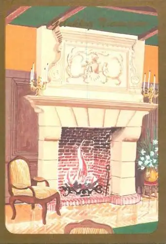 Holiday postcard Gelukkig Nieuwjaar Belgium fireplace and candles