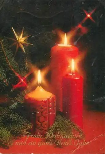 Winter Holidays greetings li candles and decorative ornaments