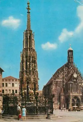 Germany Nurnnberg Schoner Brunnen und Frauenkirche