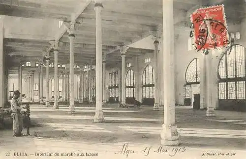 Africa Algeria Blida interieur du marche aux tabacs 1913