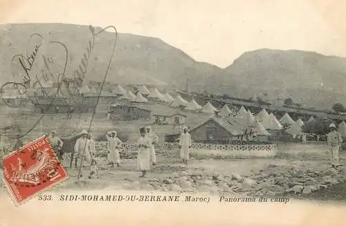 Morocco Sidi Mohamed ou Berkane panorama du camp tents soldier ethnic