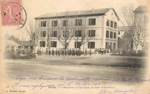 Africa Algeria Blida 1 chasseurs d'Afrique la cour d;honneur military soldier parade