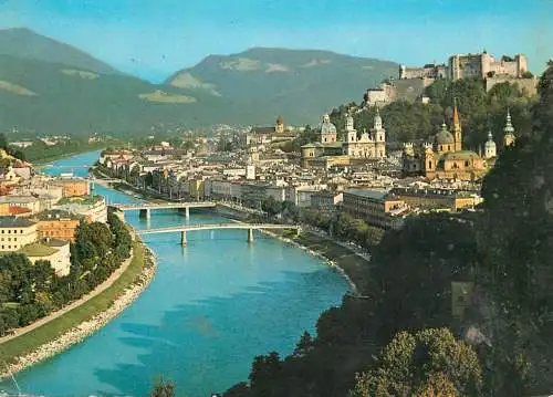 Austria Salzburg mit Salzbach Altstadt und Festung