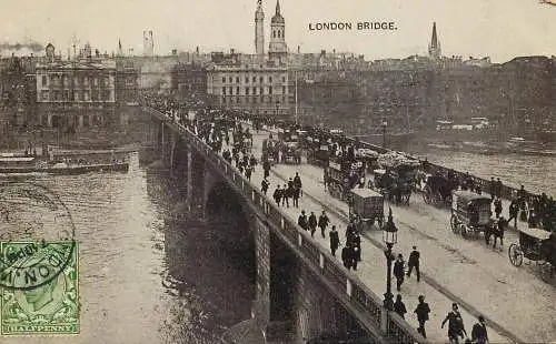 Old London surface transport carriage cart coach London bridge coal barge
