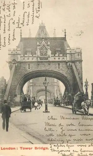 Old London surface transport carriage coach carriage cart Tower Bridge