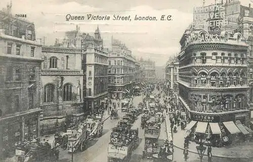 Old London surface transport carriage coach carriage Queen Victoria Street bus