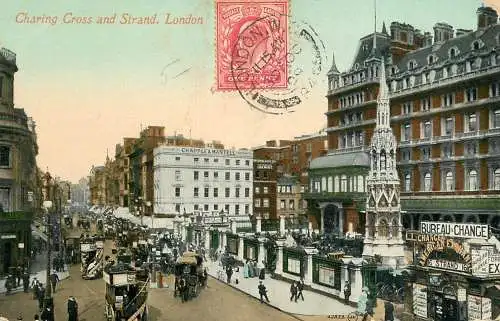 Old London surface transport carriage automobile coach Charing Cross