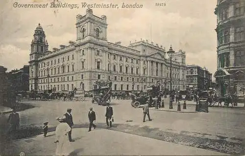 Old London surface transport Government building Wesminster bus carriage