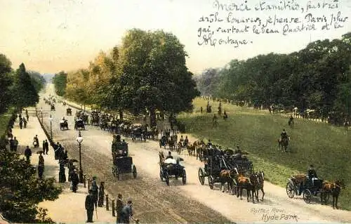 Old London surface transport Hyde Park Rotten Row carriages elegance