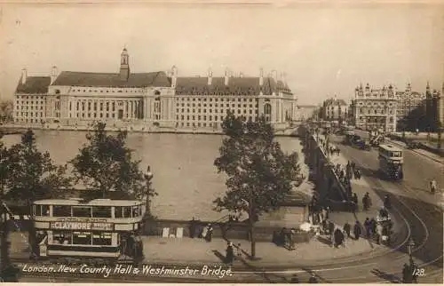 United Kingdom England Old Westminster bridge cariage coach elegance double decker tram