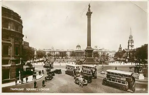 United Kingdom England Old London Trafalgar Square cariage coach bus traffic