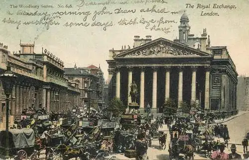 United Kingdom England Old London Royal Exchange cariage coach bus traffic