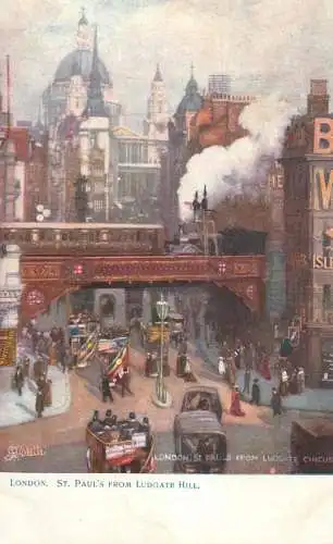United Kingdom England Old London St. Paul Ludgate Hill cariage coach