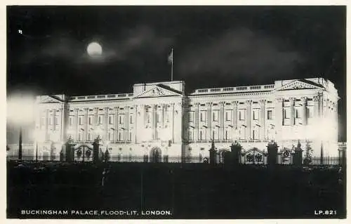 United Kingdom England London Buckingham Palace flood lit