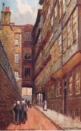 UK England London Oilette Middle Temple Lane painting