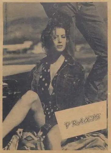 Fashion female model Praxis advertising pictorial card