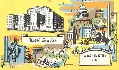 USA Washington DC Hotel Statler illustration