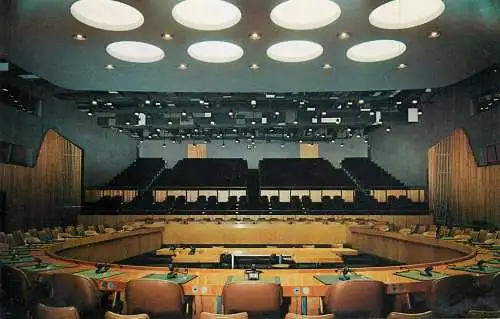 USA New York United Nations building Economic & Social Council Chamber view from the delegates' table