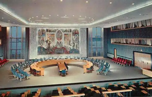 USA New York United Nations building Security Council Chamber overview