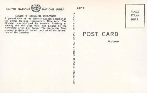 USA New York United Nations building Security Council Chamber overview