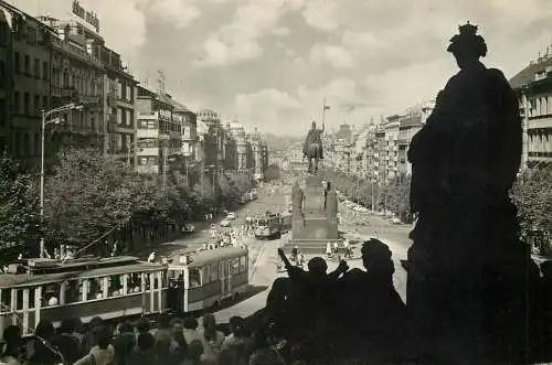 Czech Republic Prague Wenceslas Square from the ramp of National Museum