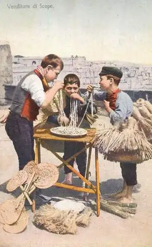 Broom sellers mangiamaccheroni Napoli pasta spaghetti food Naples Italy