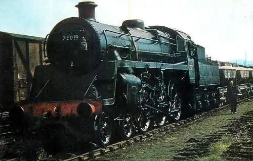 Railway transport train locomotive No. 75019 class 4MT British Railways