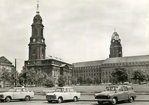 Germany Dresden Altmarkt mit Kreuzkirche und Neuem Rathaus