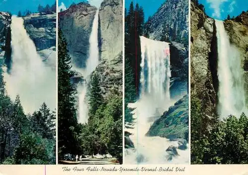 USA Yosemite National Park CA - The Four Falls Nevada, Yosemite, Vernal & Bridal Veil multi view