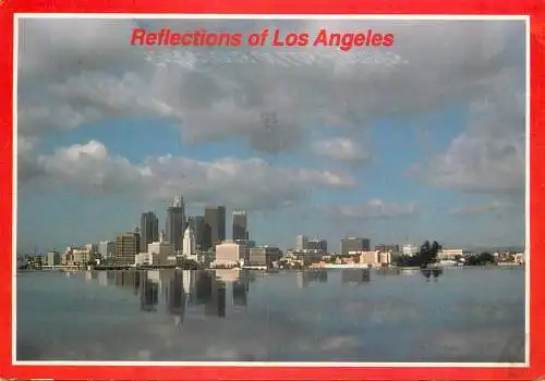 USA Los Angeles CA skyline waterfront reflections in the river