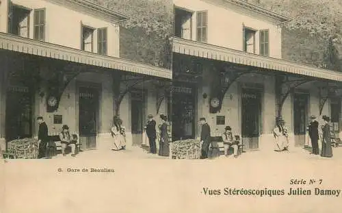 cpa stereoscopique gare de beaulieu julien damoy